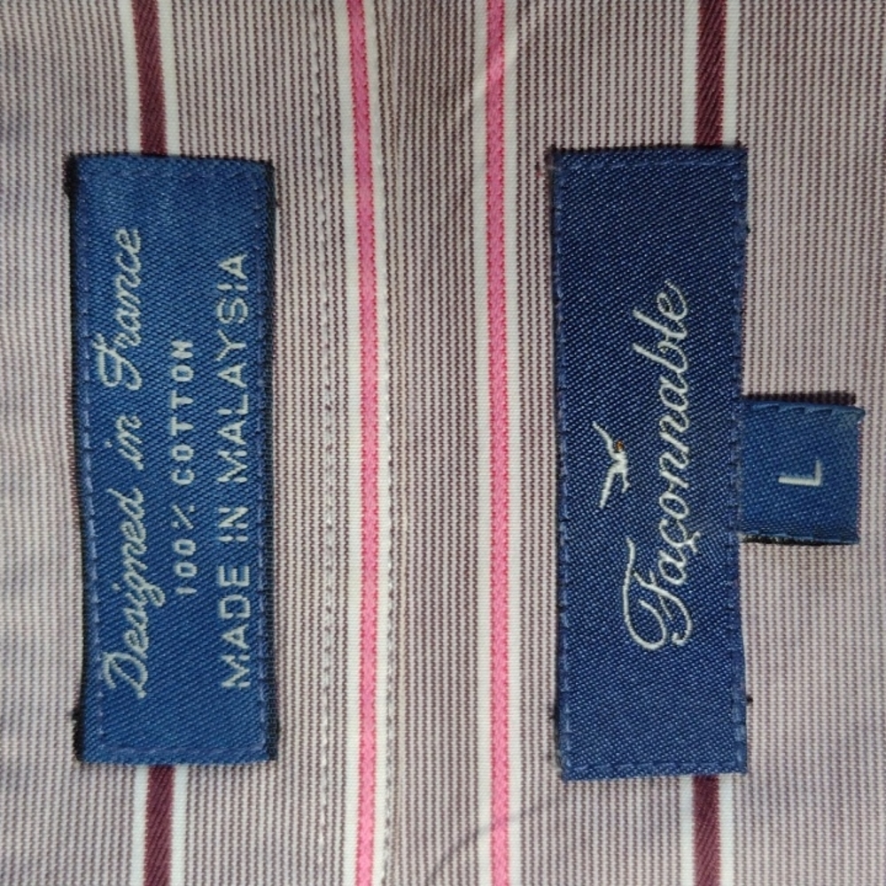 Faconnable Stripped Cotton Button-Down Shirt L - image 4
